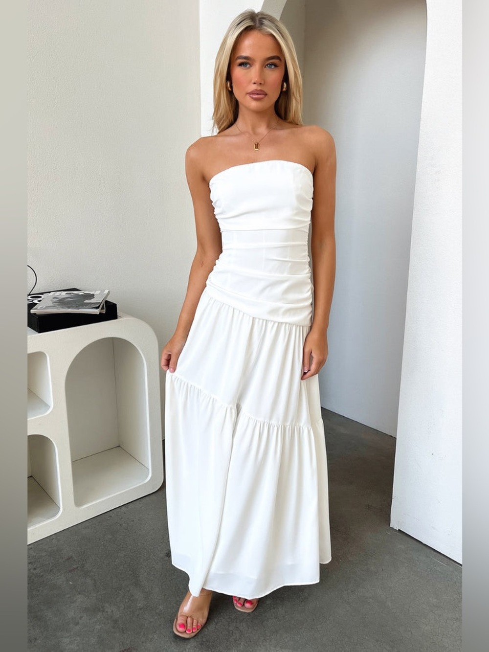 Thatssofetch Charlotte Maxi Dress - White Strapless